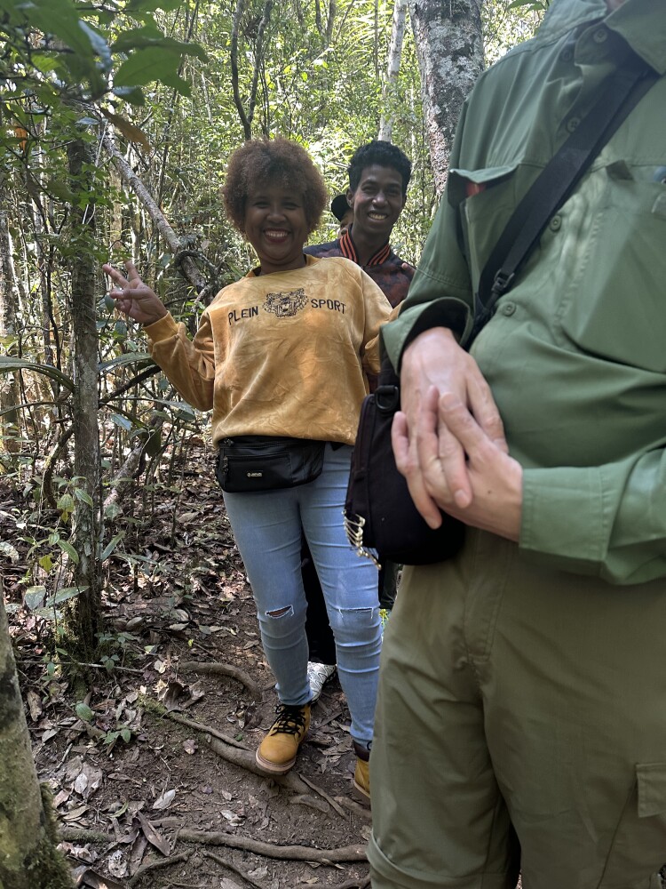 Our leader, Lova on tour with us in rain forest